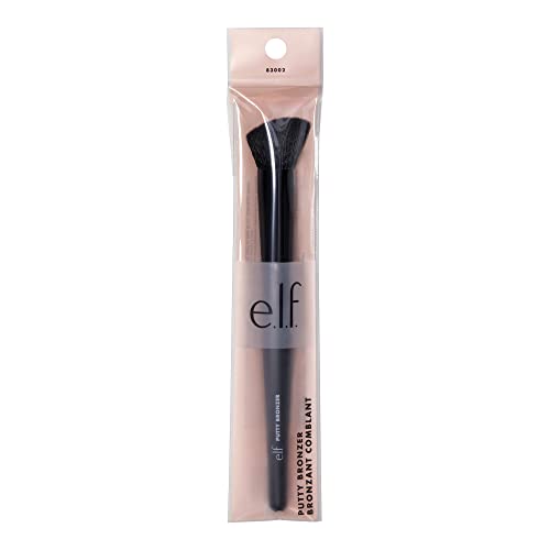 e.l.f. Putty Bronzer Brush, Angled Makeup Brush For Contour & Highlight, Made For The e.l.f. Putty Bronzer, Flawless Sanitary Application, Black