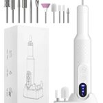 Electric Nail Files, Nail Drill Portable E File Kit with Rechargeable Base, 12 Drill Bits, Adjustable Speed Electric Manicure and Pedicure Set fo