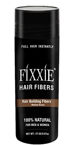 FIXXIE Hair Fibres MEDIUM BROWN for Thinning Hair 27.5g Bottle, Hair Fibre Concealer for Hair Loss for Men and Women, Naturally Thicker Looking H