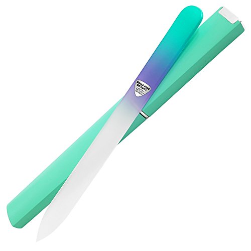 Glass Nail File with Case, Czech Glass Fingernail Files, Manicure Nail File for Natural Nails, Expert Precision Filing + Smooth Finish - Bona Fid