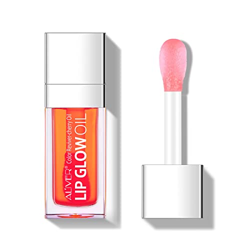 Bieyoc Plumping Lip Oil, Hydrating Gloss Tinted Balm Care Transparent Toot Long Lasting Nourishing Glow Oil Non-sticky Big Brush Head Glitter Shi