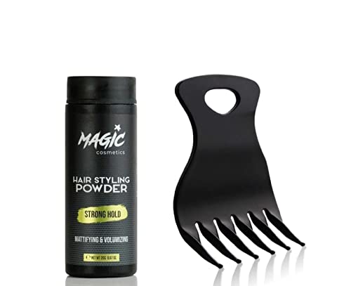 Magic Cosmetics Hair Styling Powder 20gr | Unisex Root Hair Styling Powder | Matt Look | Anti-Gravity Powder Styler & 032 Hair Beard Styling Comb