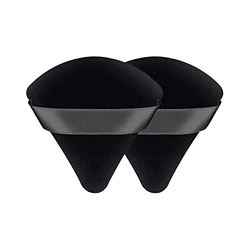 QLines® Powder Puff 2 Pcs - Triangle Powder Puffs - Soft & Resuable Foundation Makeup Sponge with Silky Ribbon - Perfect for Pressed and Loose Po