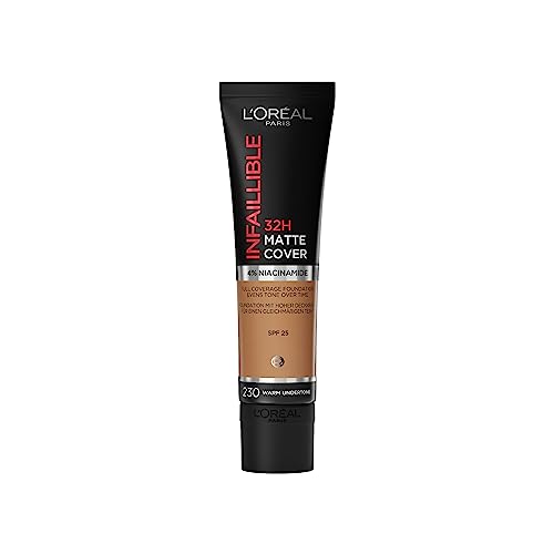 L'Oreal Paris Cover Liquid Foundation, With 4% Niacinamide, Long Lasting, Natural Finish, Available In 20 Shades, Spf 25, Infallible 32H Matte Co