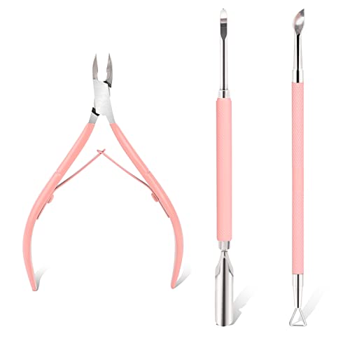 Cuticle Trimmer with Cuticle Pusher, Cuticle Remover Cuticle Nippers Nail Cuticle Professional Stainless Steel Pedicure and Manicure Tools Nail S