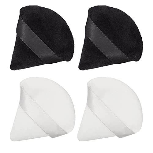 QLines® Powder Puff 2 Pcs - Triangle Powder Puffs - Soft & Resuable Foundation Makeup Sponge with Silky Ribbon - Perfect for Pressed and Loose Po