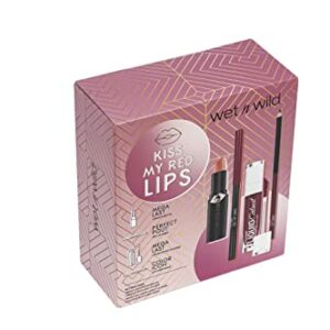 Wet 'n' Wild n Wild, Kiss My Red Lips Makeup Set, Makeup Kit with Lip Liners and Lipsticks, with Vitamin E and Hyaluronic Acid, Gift for Girls