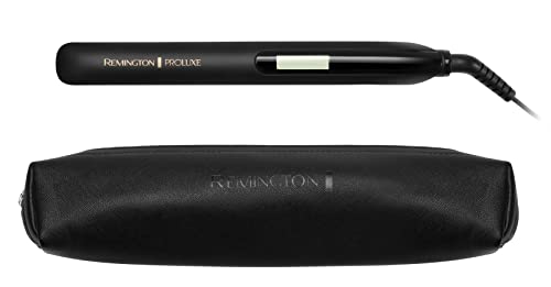 Remington Proluxe Ceramic Hair Straighteners with Pro+ Low Temperature Protective Setting and Luxury Storage Pouch, Midnight Edition, Midnight Bl