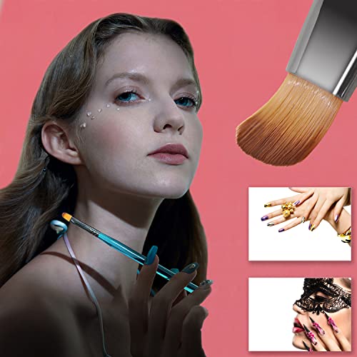 KINGMAS 8Pcs Nail Art Brushes, Nail Gel Polish Painting Brush Drawing Pen, Nail Liner Brush Set for Gel Polish Manicure Salon DIY at Home