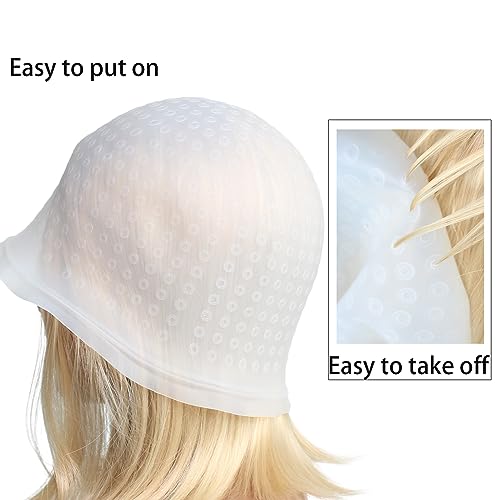 Pre-punched with Holes Silicone Highlight Caps Hair Color Professional Reusable Highlighting Caps with Hook Salon Hairdressing Dyeing Staining To