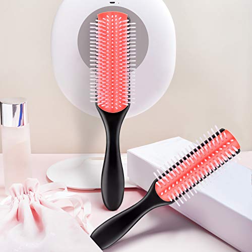 Mabox Curly Hair Brush 2Pcs - 9 Row and 5 Row Curl Defining Brush for Thick Curly Hair 3a to 4c, Wavy Hair of Women and Kids