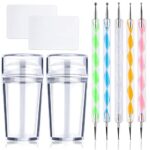 Clear Silicone Jelly Stamper, Nail Dotting Pen Transparent Nail Stamper Scraper for French Tip Nails Art Design Manicure Tools