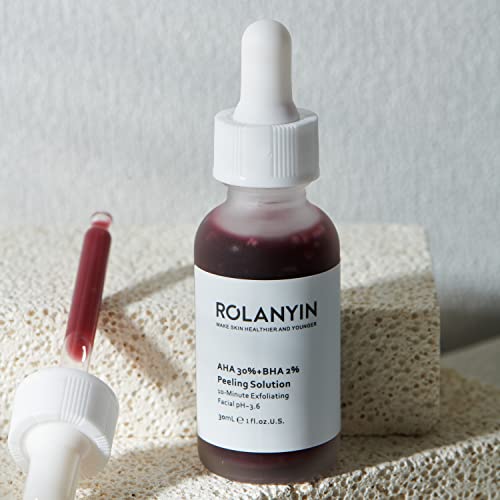 Rolanyin Peeling Solution AHA 30% + BHA 2% Exfoliating Facial Serum 30ml Fighting Blemishes Reduces Pore Congestion and Fine Lines