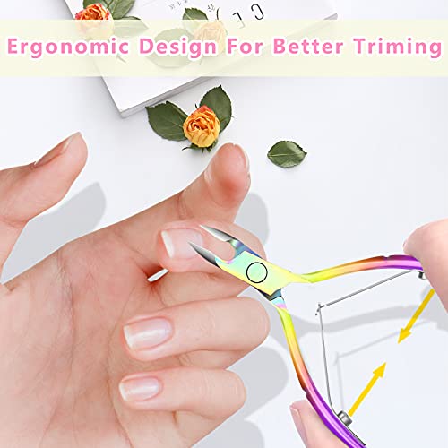 Cuticle Trimmer with Cuticle Pusher and Scissors, Cuticle Remover Professional Durable Pedicure Manicure Tools, Stainless Steel Cuticle Nipper Cu