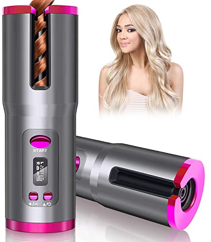 Lanboo Hair Curler, Cordless Hair Curlers for Long Hair, Wireless Automatic Curling Iron Restriction with Built-in 5000mAh Rechargeable Battery,