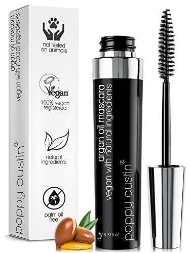 Poppy Austin - Vegan Mascara Black Volume And Length Waterproof 9g - Gentle, Hypoallergenic Volumising Mascara, Organic & Cruelty Free - All Natu