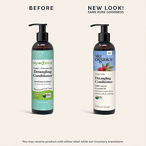 Sky Organics Curl Care Bio-Based Detangling Conditioner for Hair USDA Certified Bio-Based to Detangle, Quench & Soften Curls, 12 fl. Oz