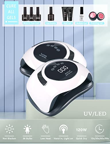 Btiztlla 21 Colors Gel Nail Polish Kit with 120W LED Light, Red Nude Glitter Gel Nail Polish Set, UV LED Nail Lamp, No Wipe Base Top Coat, Manicu