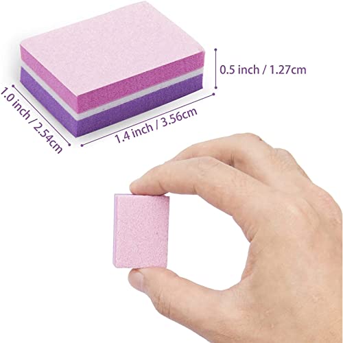 ANRUI Mini Nail File 180/100 Grit Sponge Nail Polish Sanding Buffer Strips Nail File Blocks Manicure Tools 50PCS (Pink-Purple)