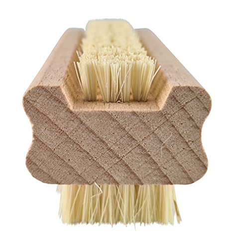 Lilywoods Extra Tough Wooden Nail Brush with Strong Cactus Double Sided Bristles