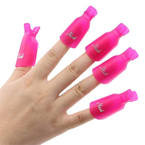 IME Nail Polish Remover Clips Set, Nails Art Gel Cap Soak Off Clip UV Manicure Acrylic Nails Wrap Tool Rose Red 10 pcs