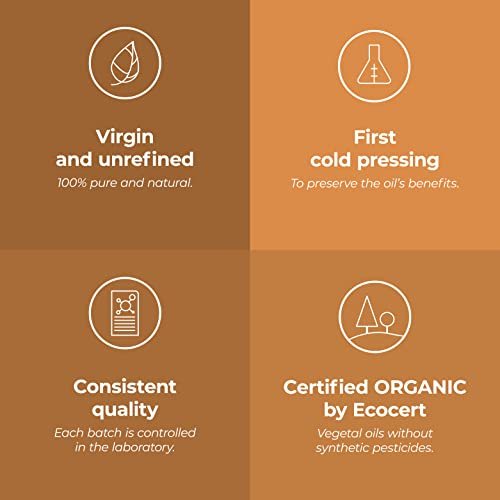 ORGANIC - CASTOR Oil - 250mL - 100% Pure, Natural, Cold Pressed And Cosmos Certified - AROMA LABS (French Brand)