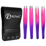 PROWL Professional Stainless Steel Tweezers for Facial Hair Women & Men – Set of 4 Eyebrow Tweezers for Ingrown Hair, Facial Hair, Splinter, Blac