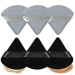 Powder Puff, Triangle Makeup Puff 6 Pcs, Washable Velvet Powder Puff, Soft Powder Sponge with Strap 2.75 inch, Foundation Sponge Perfect For Pres