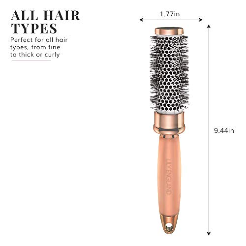 Round Brush Set for Women - Round Barrel Hair Brushes and Tail Comb for Blow Drying - Blow Dry Hairbrush For Women in Rose Gold by Lily England