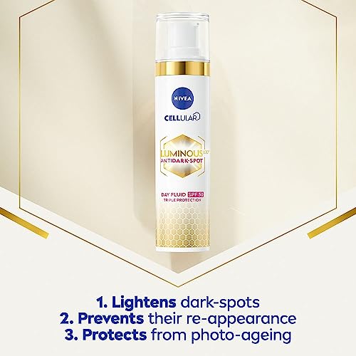 NIVEA Cellular Luminous 630 Anti Dark-Spot Day Moisturiser SPF 50 (40ml), Hydrating Fluid Protects From Dark-Spot Darkening and Photoageing for S