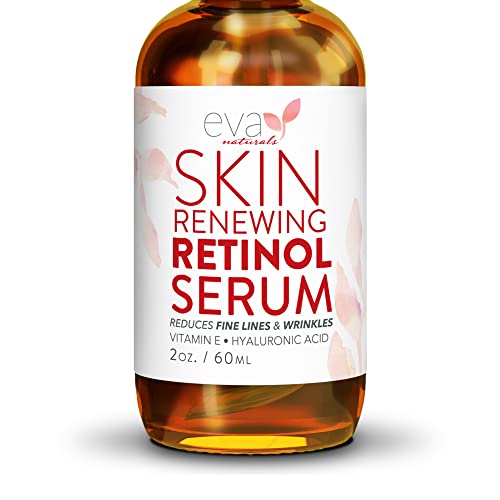 Retinol Serum 2.5% by Eva Naturals (60 ml, Double-Sized Bottle) - Best Anti-Aging Serum, Minimizes Wrinkles, Helps Prevent Sun Damage, and Fades
