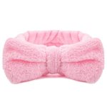 Molain Spa Headband, Bowknot Hair Bands Makeup Headbands Women Coral Fleece Elastic Headband Washing Face Hair Wrap for Washing Face Shower Sport