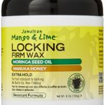 Jamaican Mango & Lime Locking Firm Wax 155g - EXTRA-FIRM HOLD. NO Mineral Oil, NO Sulphates, No Parabens. Excellent for coarse and grey hair. Loc
