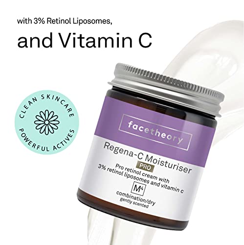 facetheory Regena-C Moisturiser M4 Pro - Retinol Cream, Anti Wrinkle Face Cream, Hyaluronic Acid, Vitamin E, Vegan and Cruelty-Free, Made in the