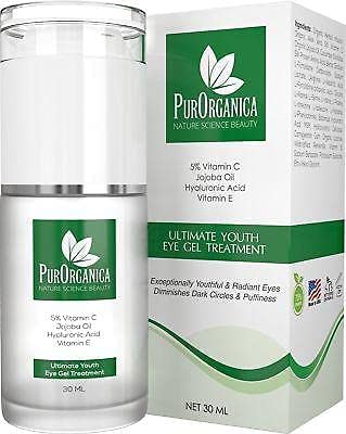 PurOrganica Eye Cream - Limited Edition - for Dark Circles, Puffiness, Eye Bags and Wrinkles – Double Sized 30ML - Organic Anti Ageing Cream with