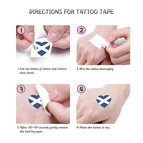 Scotland Flag Temporary Tattoos,10 Sheets National Flag Face Tattoo Stickers for World Cup European Cup International Competitions