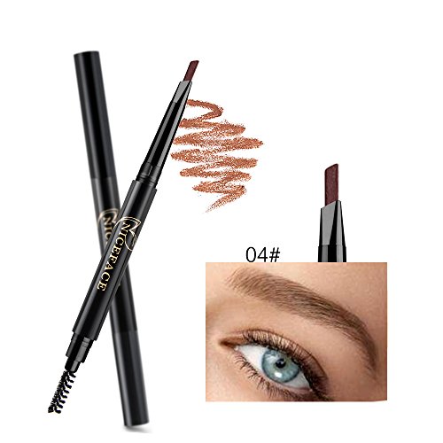 NICEFACE Eyebrow Pencil Dark Brown Double Ended Precision Waterproof Brow(Dark Brown #2)