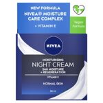 NIVEA Moisturising Night Cream (50ml), 24 Hour Overnight Moisturising Cream for Normal Skin, With Pro Vitamin B5 and Vitamin E for Enhanced Skin