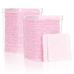 400 PCS Lash Extension Glue Wipes, TEOYALL Lint Free Glue Cleaning Pads Non-Woven Fabric Nail Polish Remover Wipes Beauty Salon Supplies (Pink)