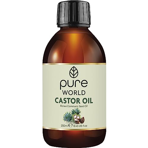 Pure World Castor Oil 250ML. Cold Pressed 100% Pure and Undeluted Hexane Free Natural for Eyebrows, Nails, Beard, Hair, Eyelash Growth Cruelty Fr