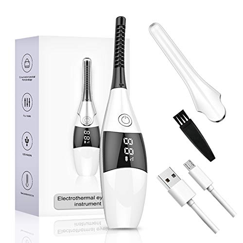 Heated Eyelash Curler, Portable Electric Eyelash Curler, 10s Quick Heat 60° / 70° / 80° / 90° 4 Temperature Modes with LED Display, Mini Eye Lash