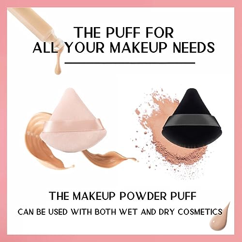 Premium Powder Puff Set Of 2, Makeup Sponge, Triangle Powder Puff Is Soft On Your Skin, Powder Puff Face Triangle Sleek Design And Finger Strap M