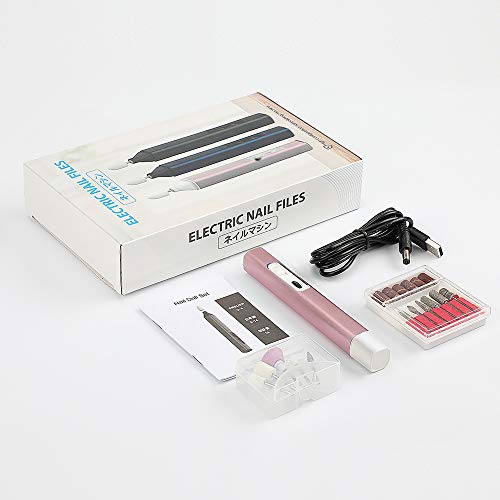 Nail Drill,Electric Nail File Drill Portable Pedicure Tools 20000rpm Nail Polish Machine Kit For Acrylics, Gels Nails (Pink)