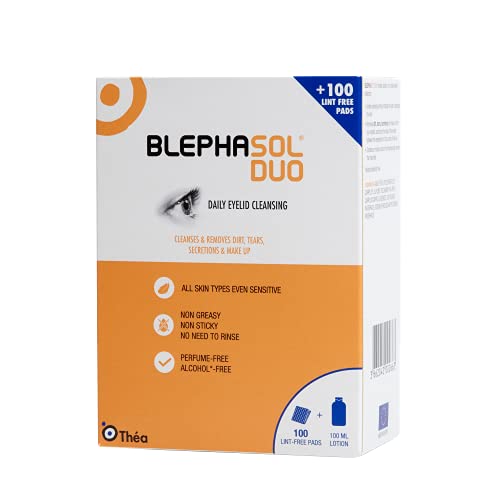 Blephasol Duo 100 ml Micellar Eyelid Cleansing Lotion with 100 Lint-Free Pads | Effective and Gentle Daily Cleansing for Make-Up Removal, Inflame