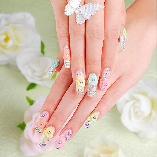 Rhinestones 1500 Pieces in 6 Sizes Crystal Nail Gems Nail Art Accessories Rhinestones with 1 Pick Up Tweezer and 3 Rhinestone Picker Dotting Pen