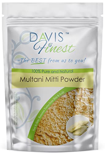 Davis Finest Multani Mitti Powder Indian Healing Clay, Face Mask-Pack, Hair, Dark Spots, Discoloration, Natural Skin Lightening, Brightening, Dee