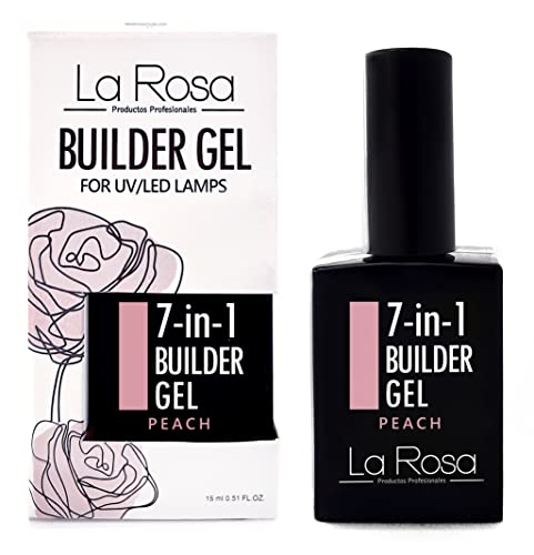 La Rosa 7-in-1 BUILDER GEL in a Bottle - UV Gel - NUDE for nail design and nail art, Nail Easy-To-Use Extension Builder, Cover gel - 15 ml (Light