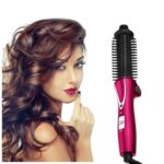 Mini Collaspe Hair Curler, Tangle-Free Curling Iron Brush and Volumizer, Dual Voltage Travel-Friendly Tourmaline Ceramic Ionic Hot Brush Styling