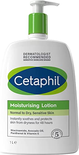 Cetaphil Face & Body Moisturiser, 473ml, Moisturising Lotion For Normal To Dry, Sensitive Skin, With Niacinamide & Vitamin E
