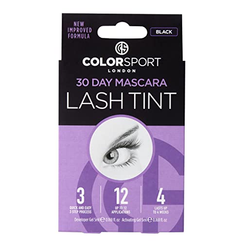 Colorsport London 30 Day Mascara Lash Tint - Volumising Mascara with Semi-Permanent Eyelash Dye, Lasts up to 30 Days with 12 Applications, Black